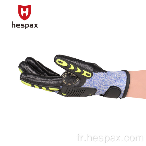 HESPAX Nitrile revêtu d&#39;automobile à impact Résister les gants TPR